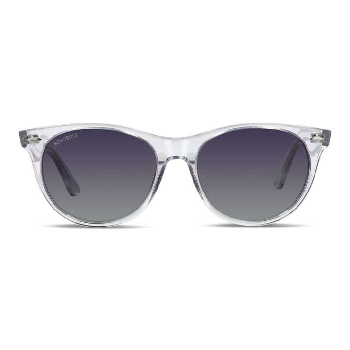 Hanga Roa anteojos de sol marco transparente de frente con madera natural #color_transparente