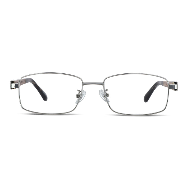 Vista angulada de Pablo anteojos ópticos plateado para hombre #color_plateado