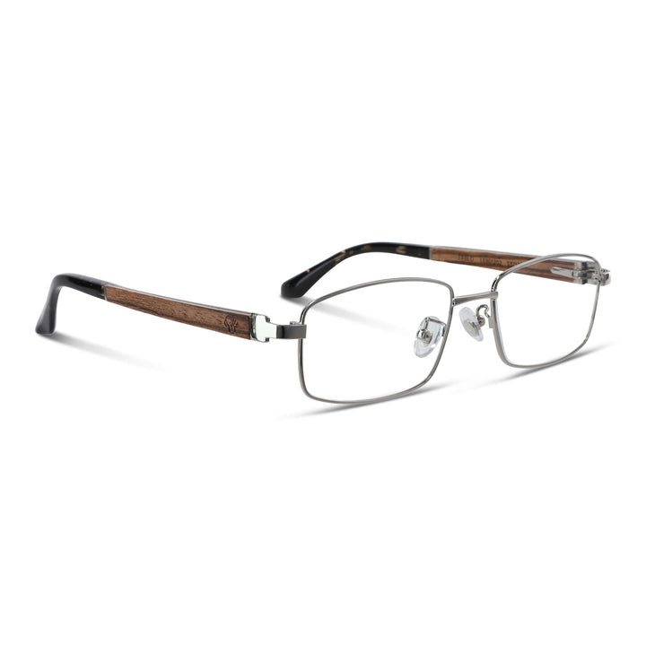 Pablo lentes con receta plateado vista angulada 3/4 para hombre #color_plateado