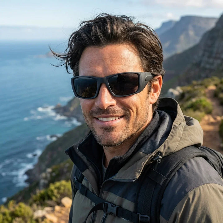Salmon Seeker lentes de sol negro diseño frontal para hombre #editorial_detail1 #color_dark