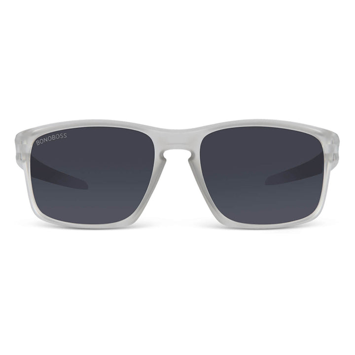 Lautaro RPET anteojos de sol marco transparente de frente con madera natural #color_transparente