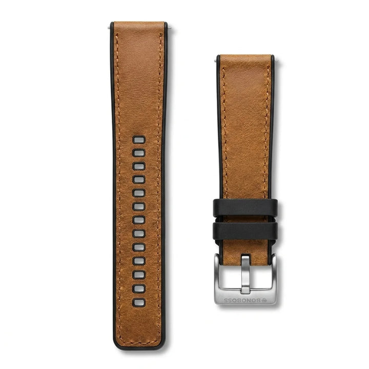 Bonoboss Correa Cuero Premium 22mm Cafe Claro - layout flat lay vista cenital #editorial_wb_canonical #color_cafe-claro