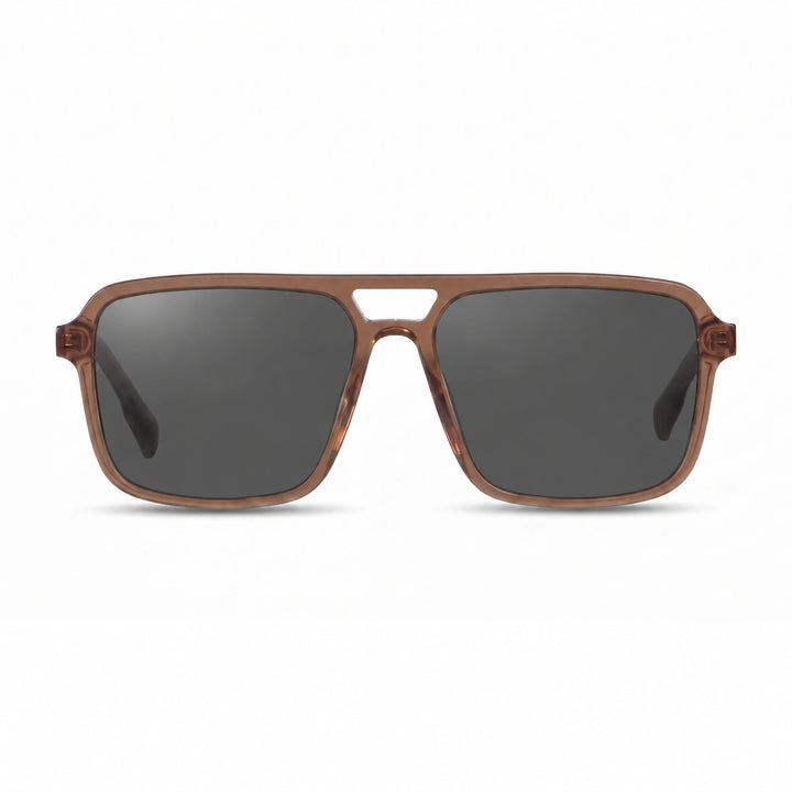 Lentes de sol Fiore 1014 Brown con cristal negro polarizado UV400, vista frontal para hombre y mujer #color_negro #foto_frontal