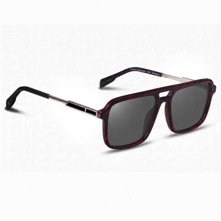 Lentes de sol Fiore 1014 Rojo con cristal negro polarizado UV400, vista en tres cuartos para hombre y mujer #color_negro