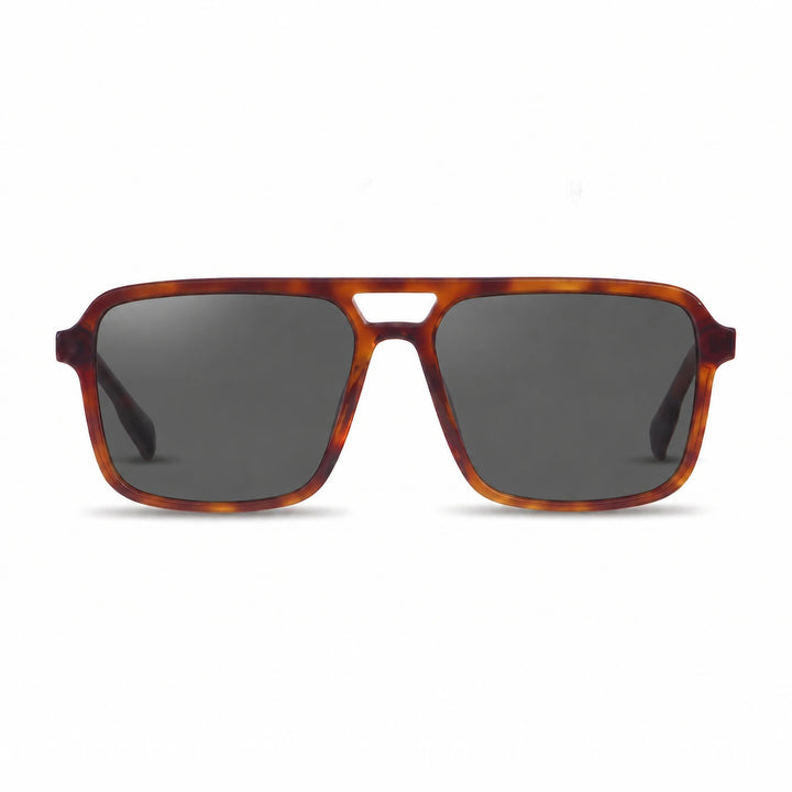 Lentes de sol Fiore 1014 Carey con cristal negro polarizado UV400, vista frontal para hombre y mujer #color_negro #foto_frontal
