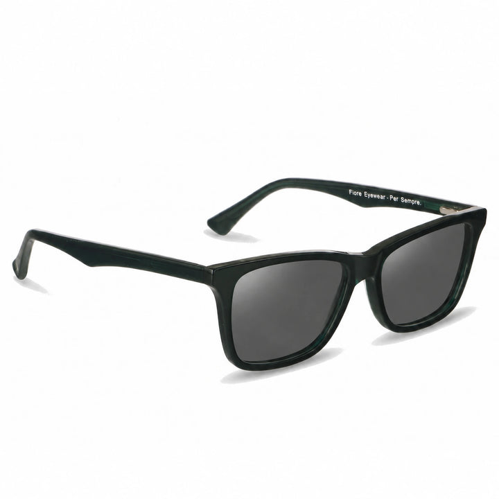 Lentes de sol Fiore 5228 Verde con cristal negro polarizado UV400, vista en tres cuartos para hombre y mujer #color_negro
