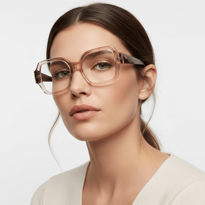 Vista frontal de Venus gafas ópticos color champagne para mujer #color_champagne