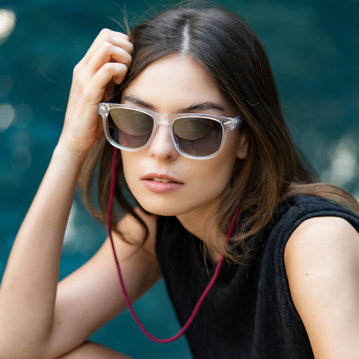 Vista frontal Acacia XL gafas de sol color cristal transparente #color_transparente