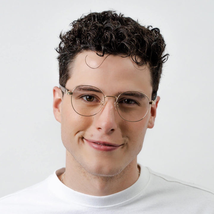 Vista frontal de Harry lentes de lectura mujer color dorado #color_dorado