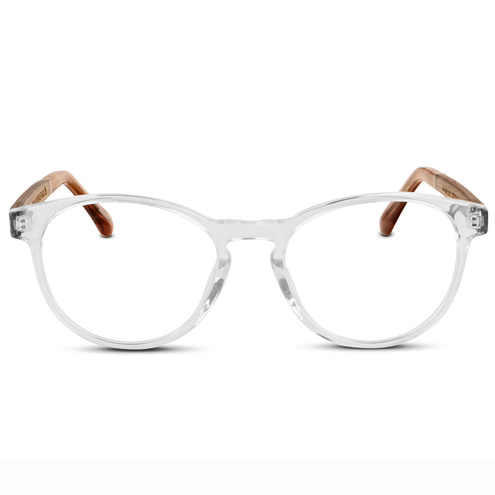 Vista frontal Chiloé 220 lentes con filtro azul color cristal transparente #color_transparente