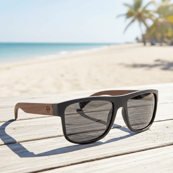 anteojos de sol polarizados con pata de madera y plastico reciclado para hobmre y mujer #color-marco_negro