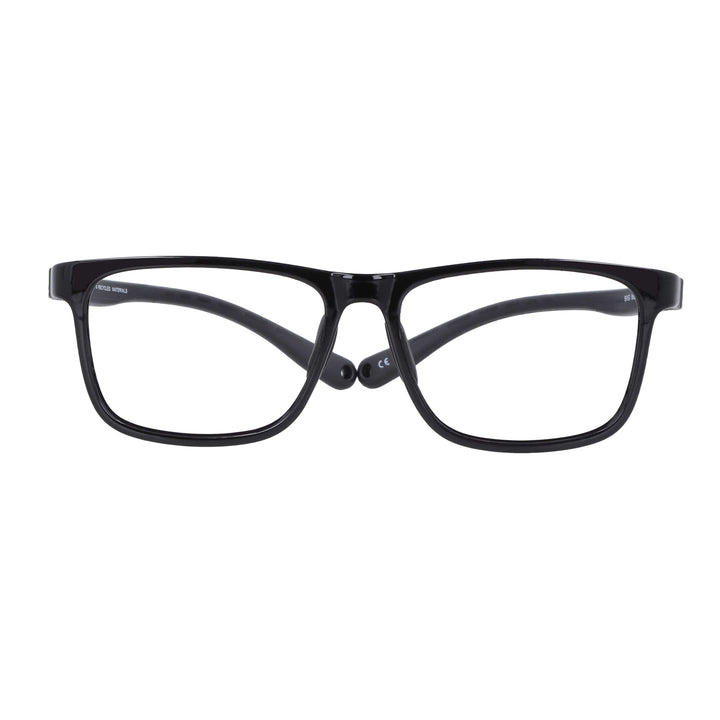 marcos opticos armazones para niños y niñas en color negro. Vista frontal anteojo indestructible miraflex Bonoboss #color_negro