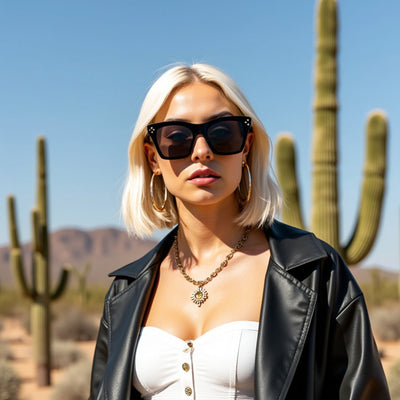 lentes de sol polarizados de moda grandes y retro o vintage para mujer. Anteojos cuadrados de moda para mujer de cara redonda color negro con lentes de color negro
