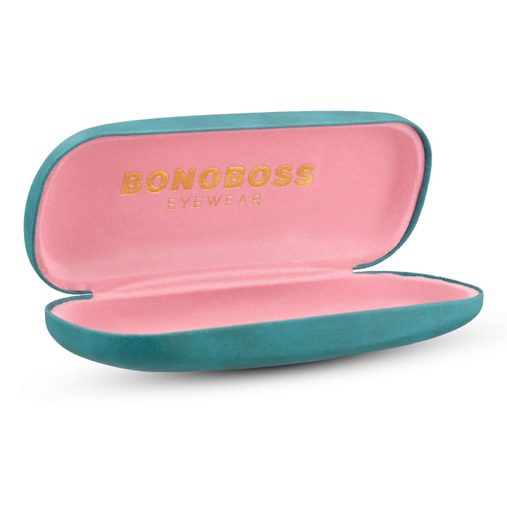 estuche almeja para anteojos gafas lentes opticos de lectura tipo almeja duro distribuidor mayorista color calipso con microfibra interior rosado bonoboss #color_calipso