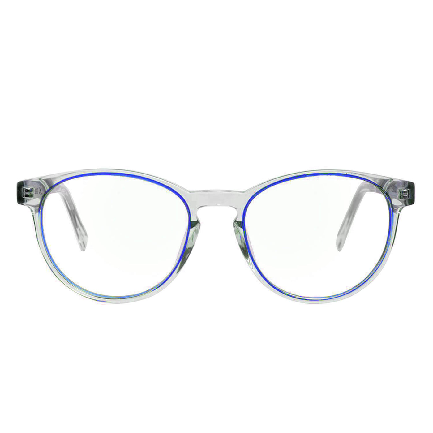 anteojos opticos redondos de acetato reciclado sustentable con patas de madera natural liviano y comodo con receta multifocal #color_azul