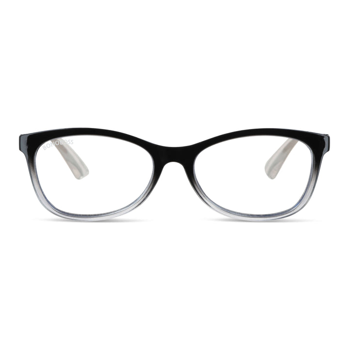 Figaro Stained vista frontal de lentes de lectura ovalados para mujer y hombre con filtro de luz azul para las pantallas