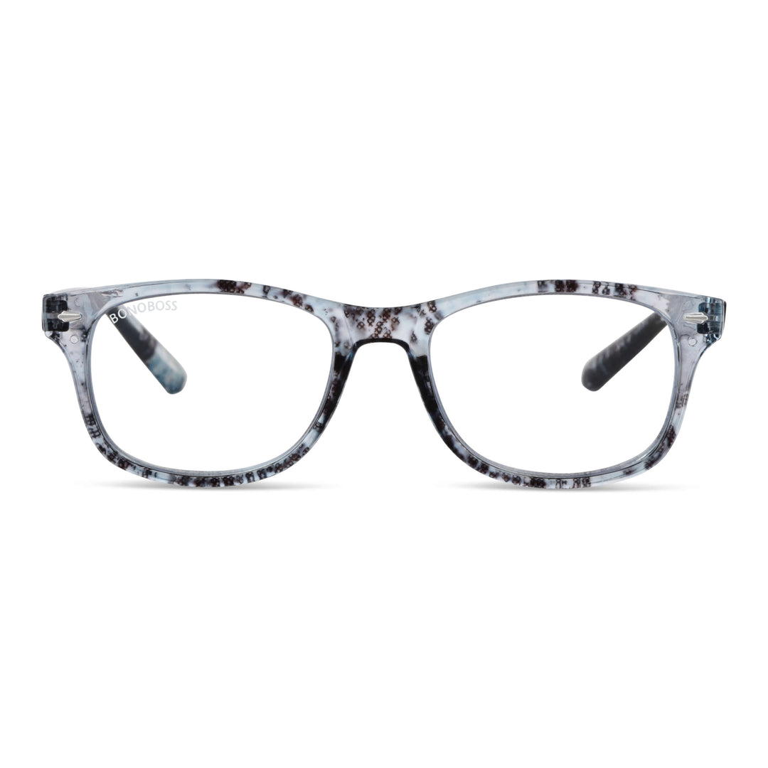 Rapa Nui Gray vista frontal de lentes de lectura ovalados para hombre y mujer con filtro de luz azul para las pantallas