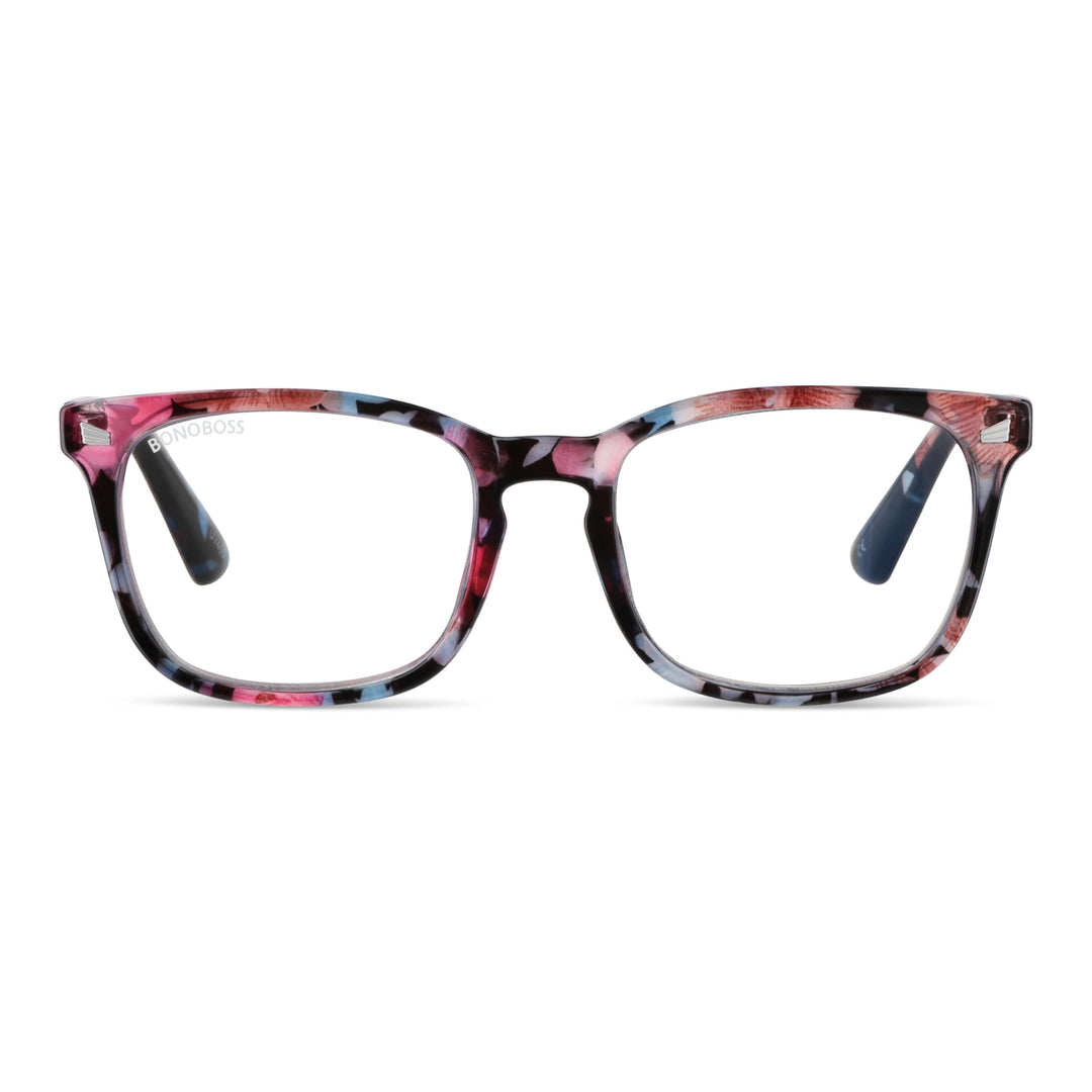 Oncol Floral vista frontal de anteojos de lectura presbicie leer agatados para mujer de cara redonda grande marco armazon de plastico reciclado y colores distintos con filtro de luz azul para las pantallas