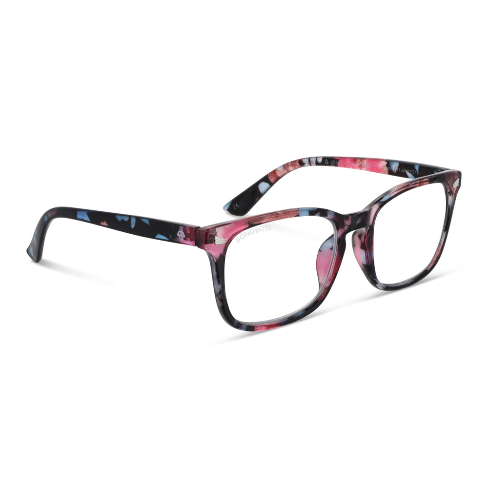 Oncol Floral vista angulada de gafas de lectura presbicie leer agatados para mujer de cara redonda grande con armazon de plastico reciclados y colores distintos exclusivos con filtro de luz azul para las pantallas)
