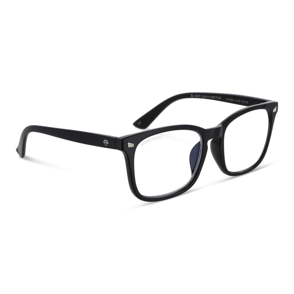 Oncol Black vista angulada de gafas de lectura presbicie leer ovalados redondos para hombre y mujer de cara redonda grande con armazon de plastico reciclados y colores distintos exclusivos con filtro de luz azul para las pantallas)