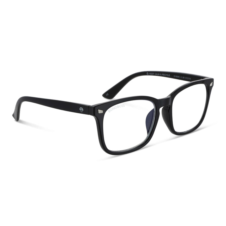 Oncol Black vista angulada de gafas de lectura presbicie leer ovalados redondos para hombre y mujer de cara redonda grande con armazon de plastico reciclados y colores distintos exclusivos con filtro de luz azul para las pantallas)