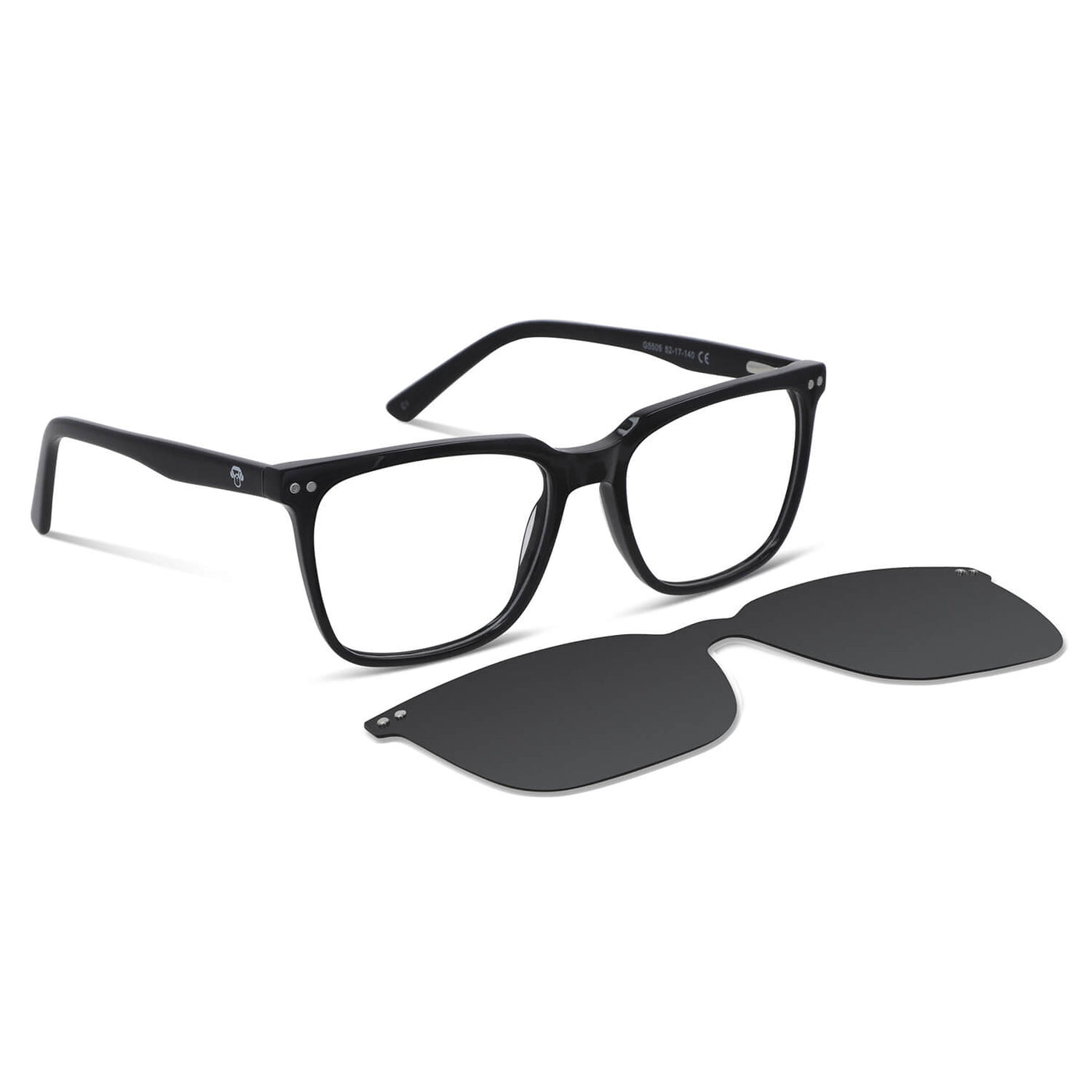 armazones marcos opticos de color negro con clip de sol polarizado mica magnetica opticos con receta para hombre y mujer ecologico sustentable plastico reciclado