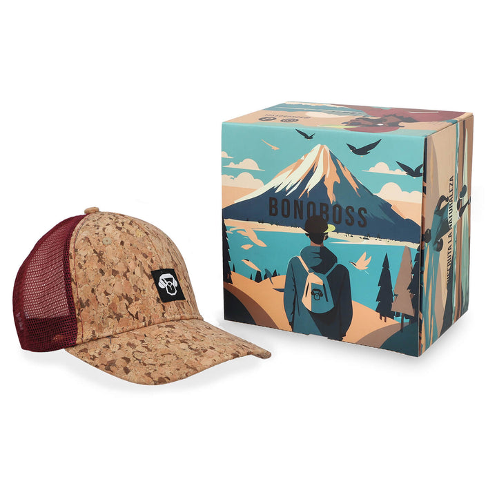 Burgundy Cork Mesh Cap