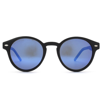 anteojos de sol polarizados plastico reciclado redondos para mujer y hombre color negro critsal azul