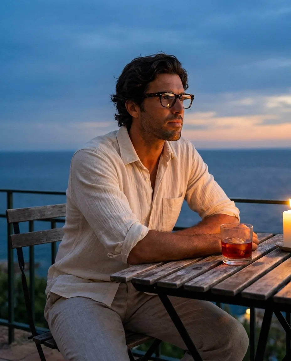 Bonoboss Acacia Clip Sol Carey - modelo aperitivo atardecer terraza blue hour #editorial_lifestyle2 #color_carey