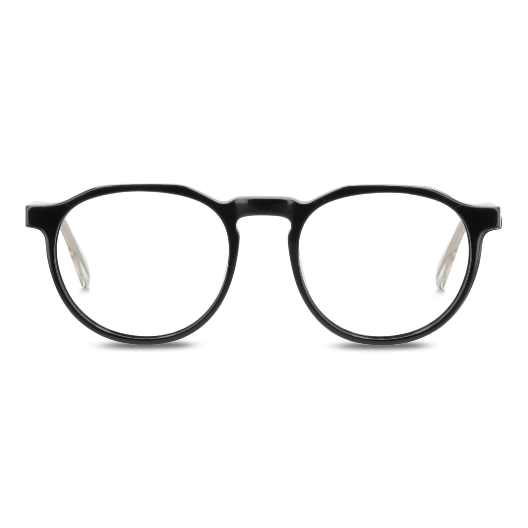 marcos lentes opticos redondos acetato color negro y blanco filtro azul hombre mujer #color_bicolor