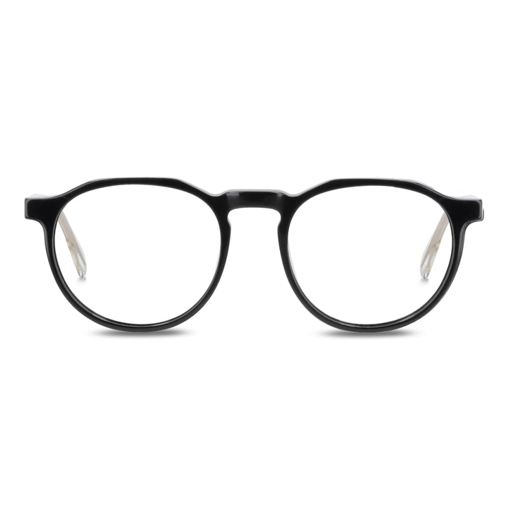 marcos lentes opticos redondos acetato color negro y blanco filtro azul hombre mujer #color_bicolor