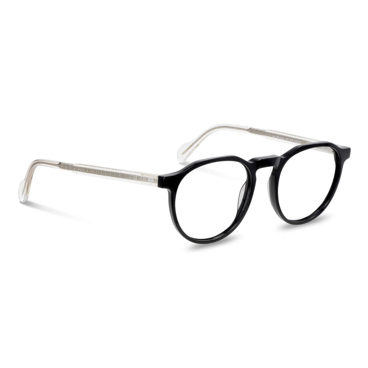 marcos lentes opticos redondos acetato color negro y blanco filtro azul hombre mujer #color_bicolor