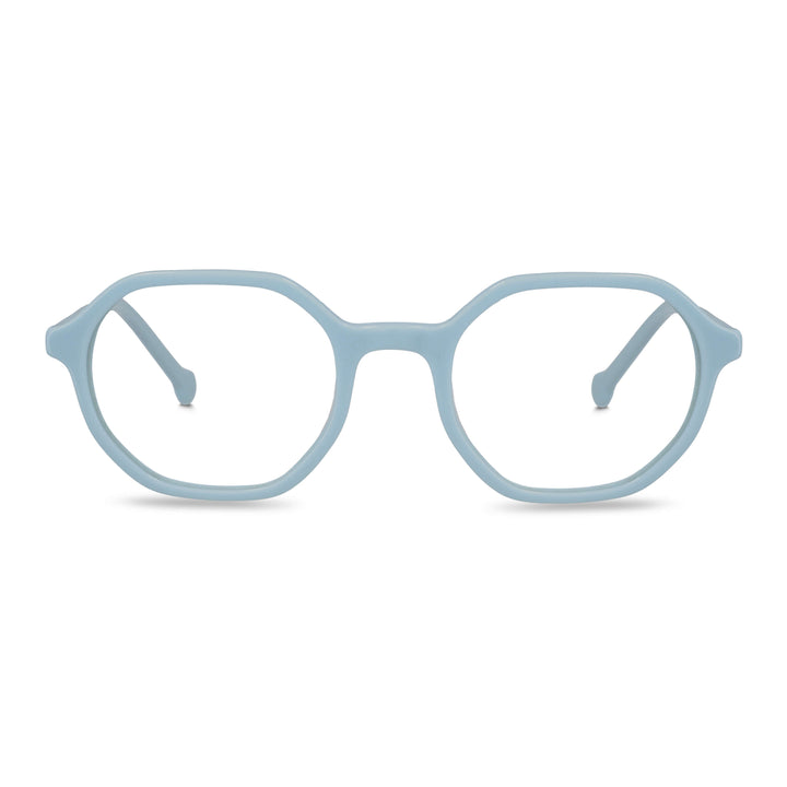 anteojos opticos para niños y niñas octagonales a la moda de color azul o calipso vista frontal #color_azul