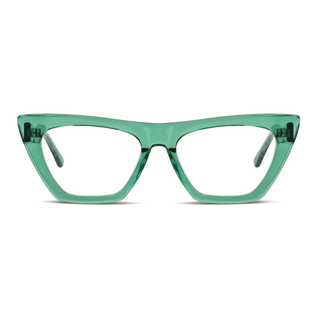 Vista frontal de Rosario lentes de lectura mujer color verde #color_verde