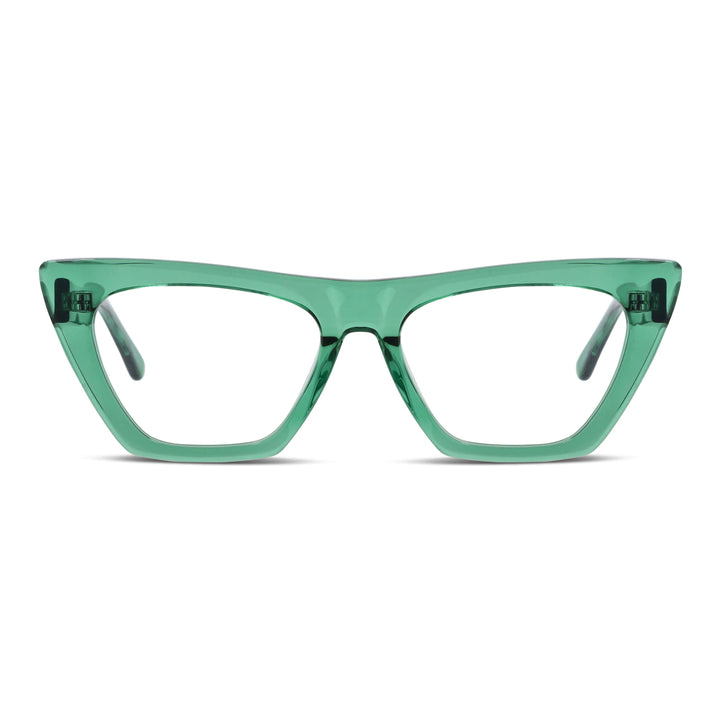 Vista frontal de Rosario lentes de lectura mujer color verde #color_verde