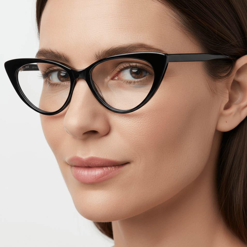 vista frontal de marcos opticos armazones de color rojo y forma agatada retro y de moda de la marca Bonoboss. Forma queda bien en mujer de cara redonda grande. #color_rojo