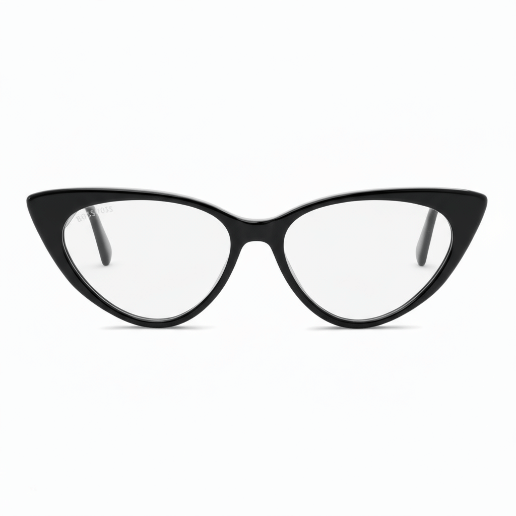 vista frontal de marcos opticos armazones de color rojo y forma agatada retro y de moda de la marca Bonoboss. Forma queda bien en mujer de cara redonda grande. #color_rojo