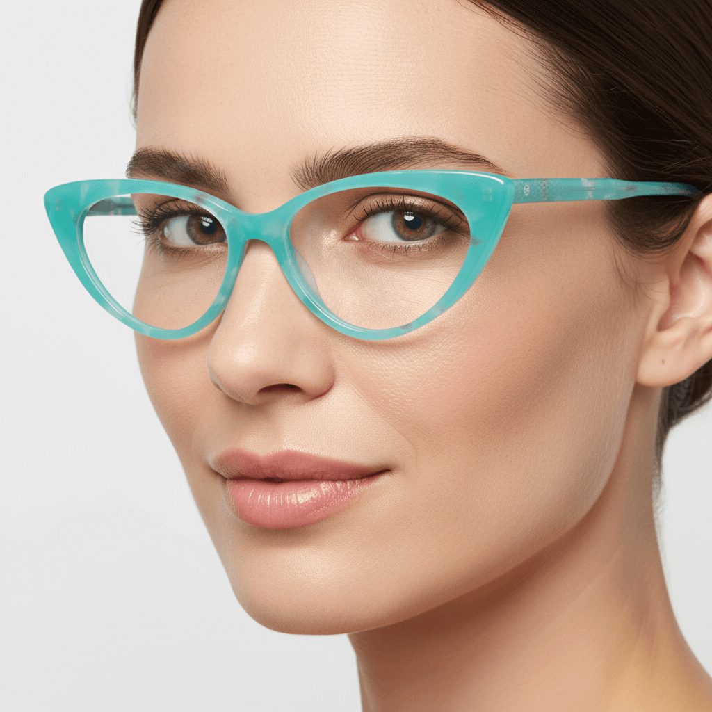 vista frontal de marcos opticos armazones de color rojo y forma agatada retro y de moda de la marca Bonoboss. Forma queda bien en mujer de cara redonda grande. #color_rojo