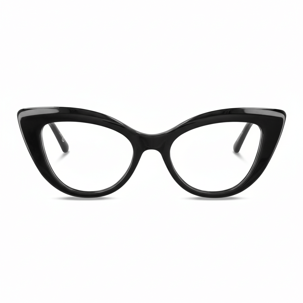 foto frontal de armazones opticos agatados retro para mujer de cara redonda grande de marca Bonoboss en acetato biodegradable natural de color negro #color_negro