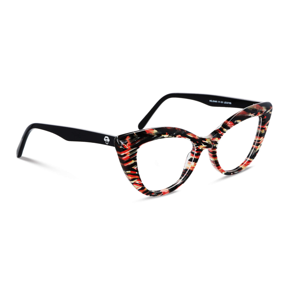 la foto lateral de una mujer usando armazones opticos agatados retro para mujer de cara redonda grande de marca Bonoboss en acetato biodegradable natural de color negro #color_negro