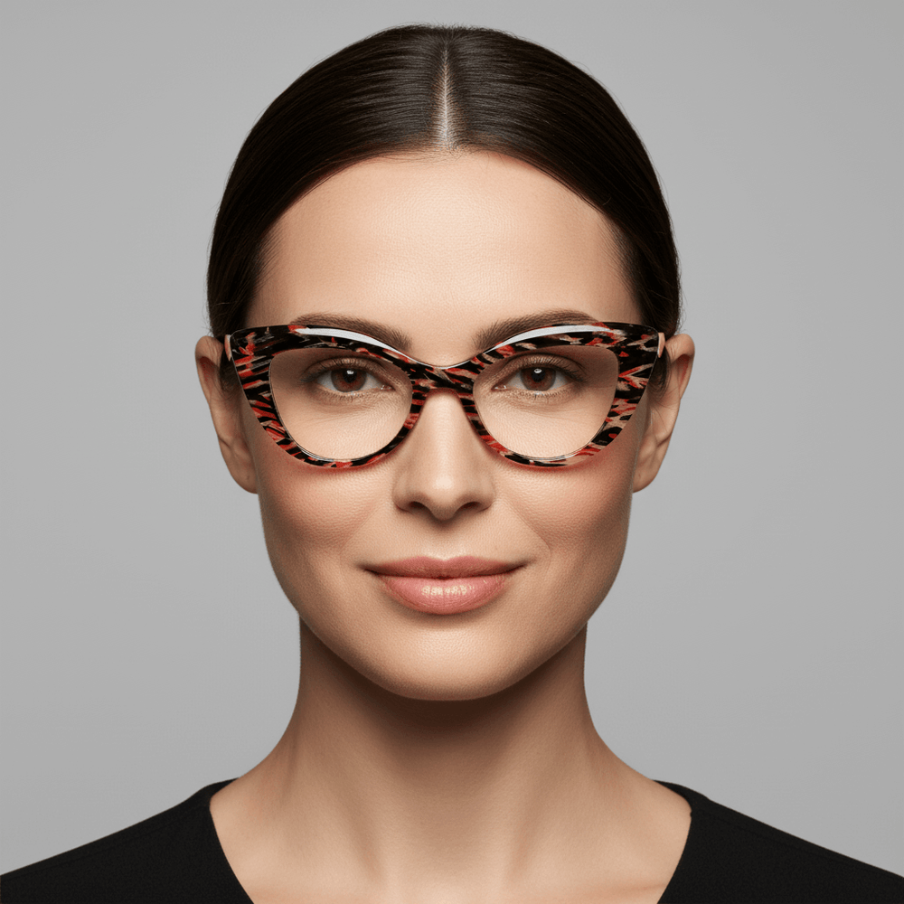 la foto lateral de una mujer usando armazones opticos agatados retro para mujer de cara redonda grande de marca Bonoboss en acetato biodegradable natural de color negro #color_negro