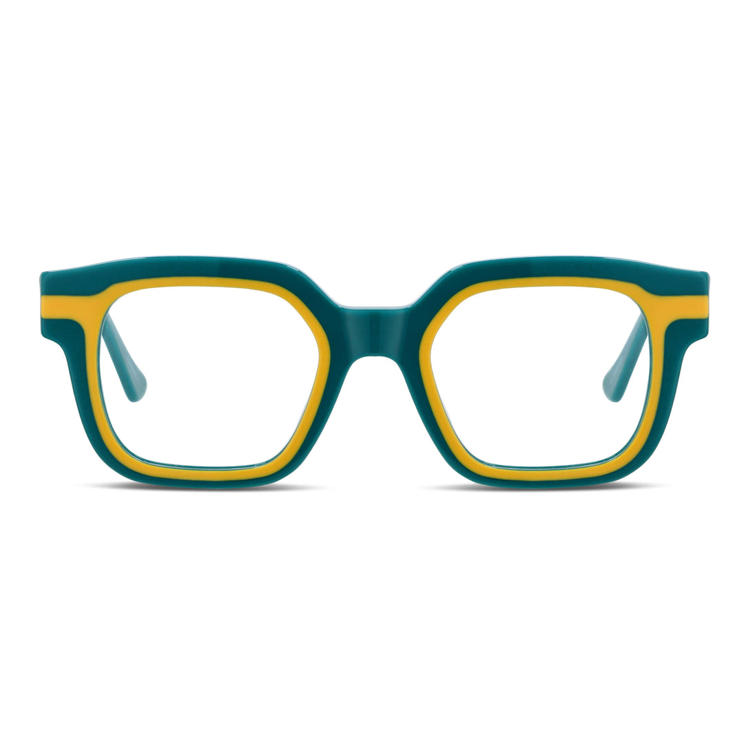 Vista frontal de Ibiza lentes ópticos hombre color verde #color_verde