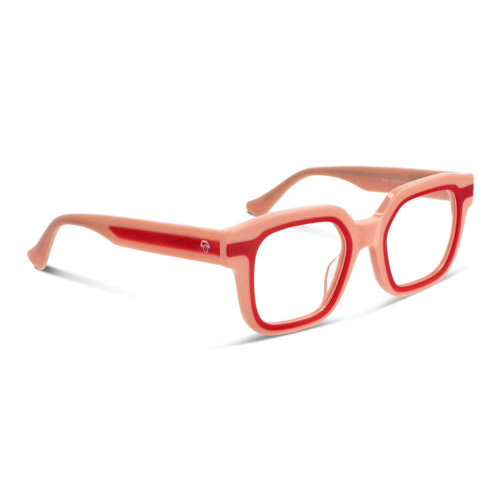 Vista frontal de Ibiza gafas ópticos color rosado para mujer #color_rosado