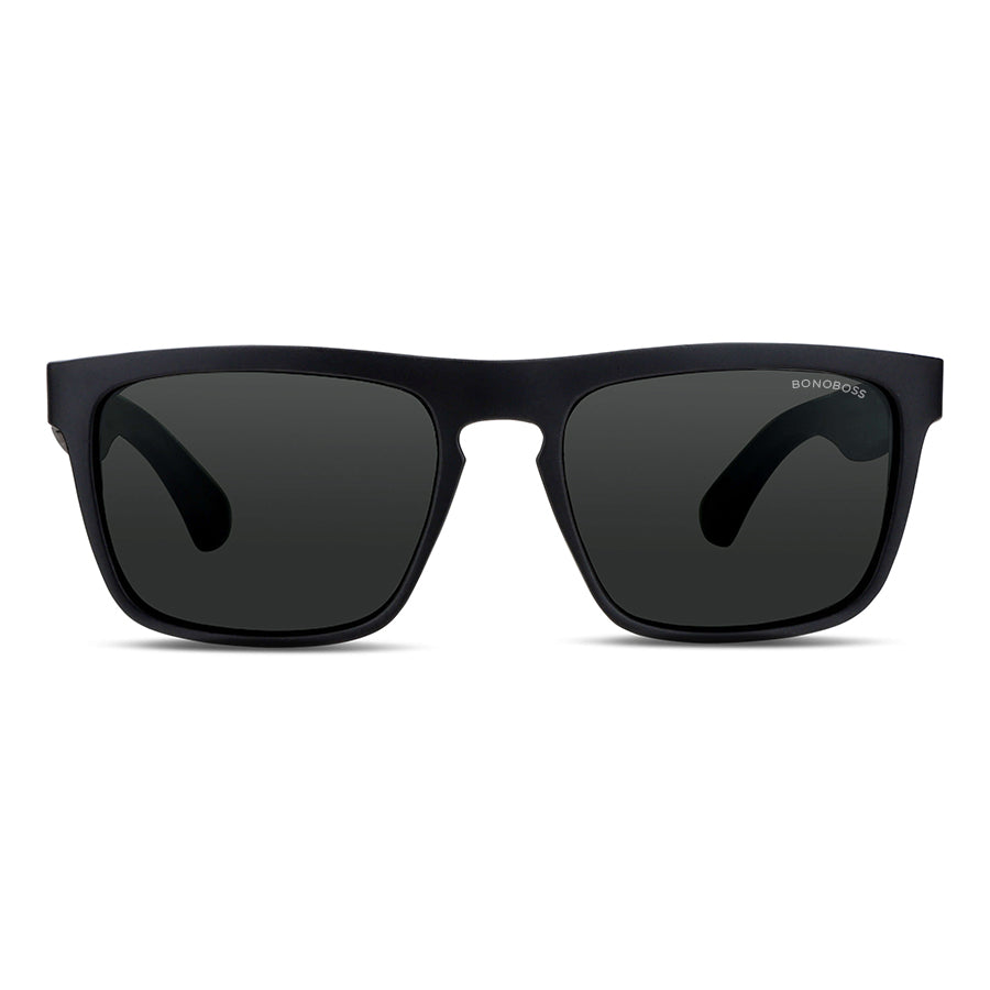 anteojos de sol rectangulares polarizados negros para hombre y mujer con lentes de color negro