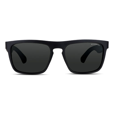 anteojos de sol rectangulares polarizados negros para hombre y mujer con lentes de color negro