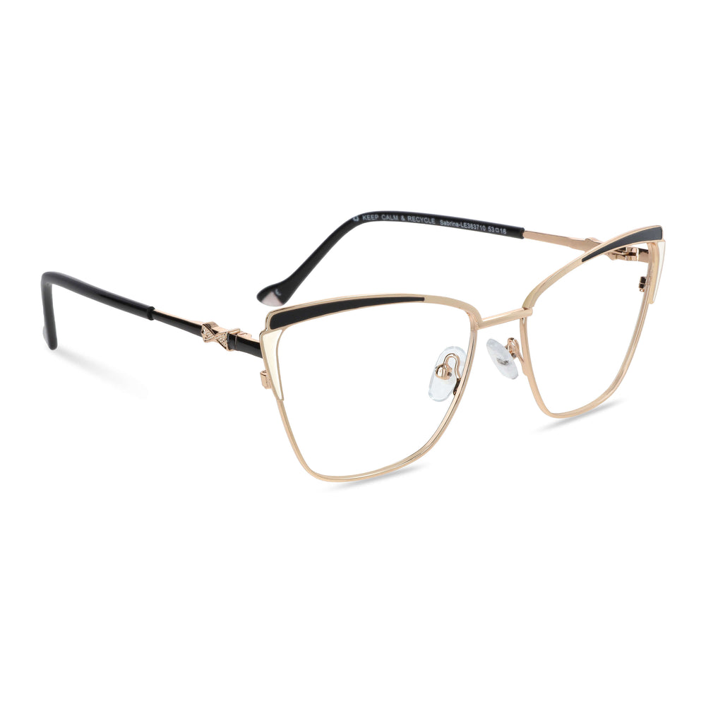 anteojos metálicos agatados de color dorado y rojo para mujer de cara redonda grande. Armazones y lentes opticos por mayor, mayorista de opticas de lentes sustentables vista frontal#color_rojo