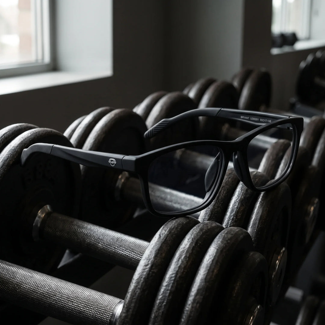 Lentes ópticos deportivos Bonoboss Bryant Negro gym mancuerna #editorial_sustentabilidad #color_negro