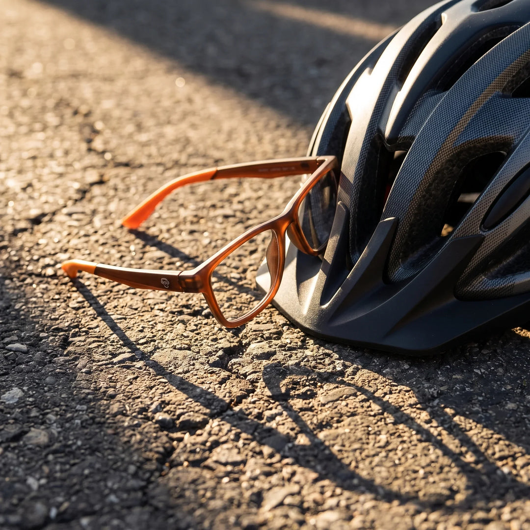 Lentes ópticos deportivos Bonoboss Bryant Naranjo bici casco #editorial_lifestyle2 #color_naranjo