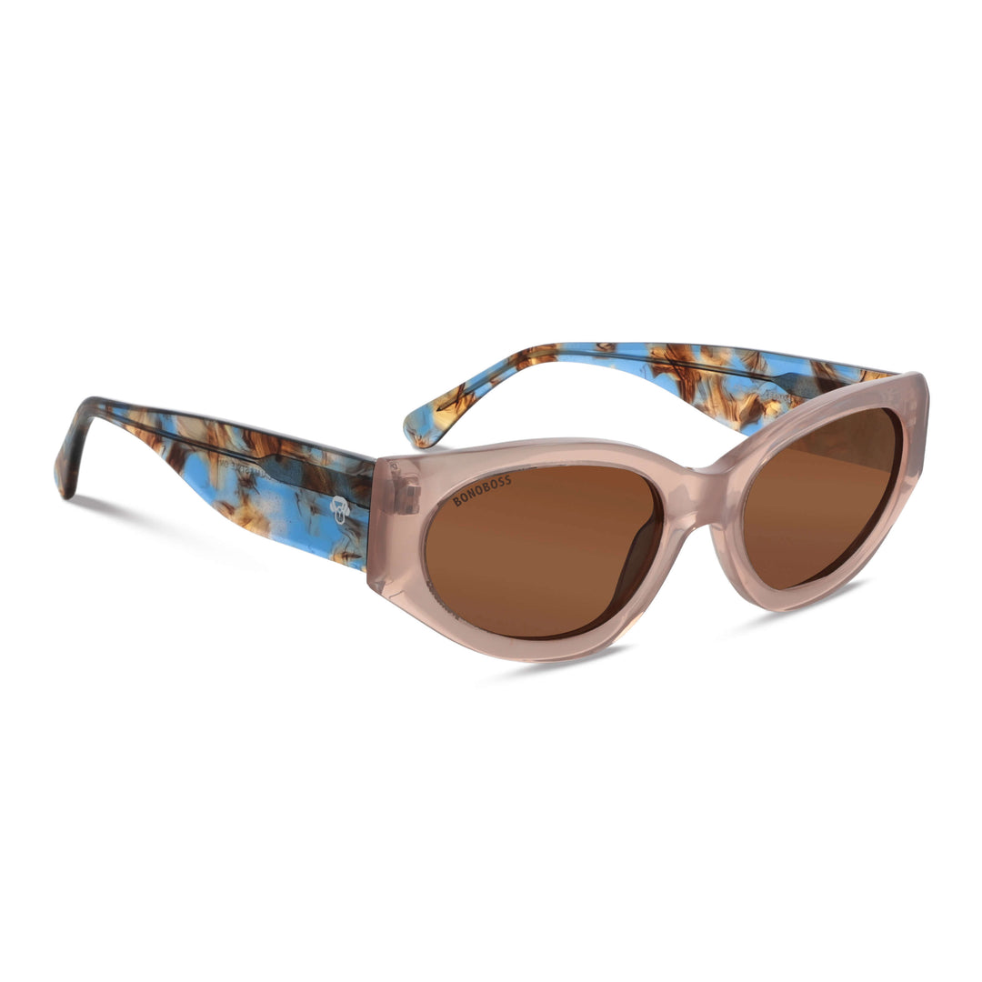 anteojos lentes de sol agatados para mujer de cara redonda grande polarizados con o sin receta optica vista frontal color carey con lentes cafe oscuros #color_carey