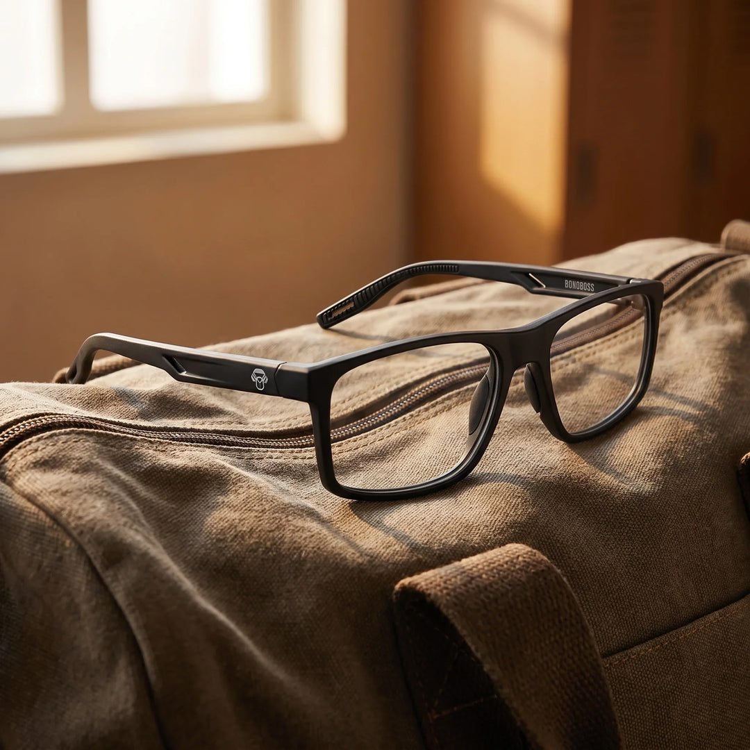 Lentes ópticos deportivos Bonoboss Jordan Negro bolso deportivo #editorial_sustentabilidad #color_negro